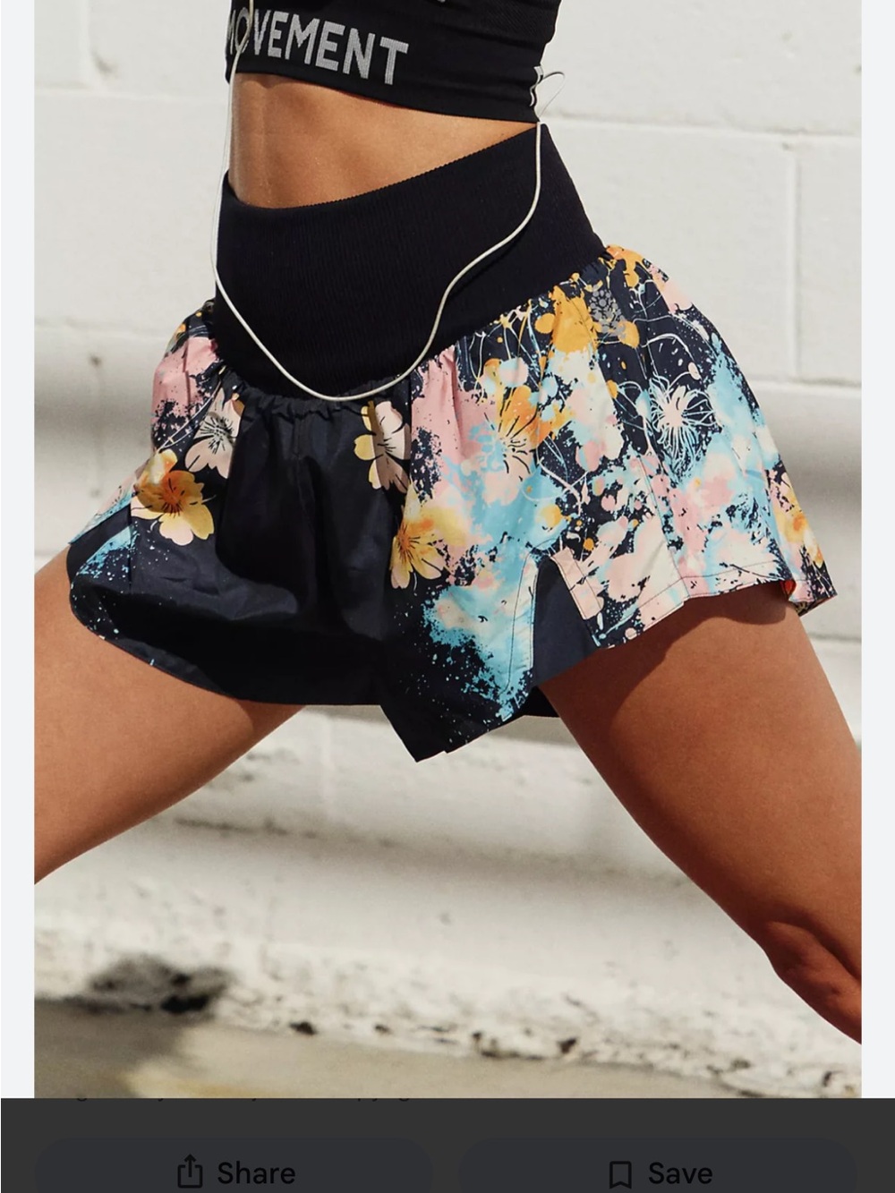 Free People Floral-Print High-Waist Skort - Black, Yellow, Pink, Blue
